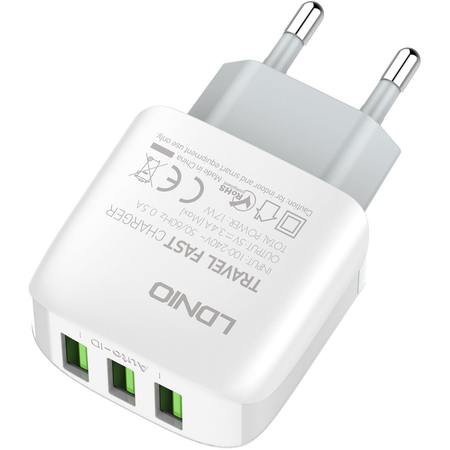 Сетевое зарядное устройство LDNIO A3312 17W + кабель Type-C 1m White, изображение 2 - GOODMi