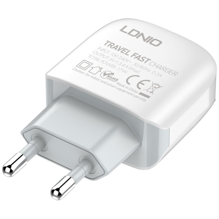 Сетевое зарядное устройство LDNIO A3312 17W + кабель Type-C 1m White, изображение 8 - GOODMi