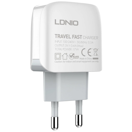 Сетевое зарядное устройство LDNIO A3312 17W + кабель Type-C 1m White, изображение 9 - GOODMi