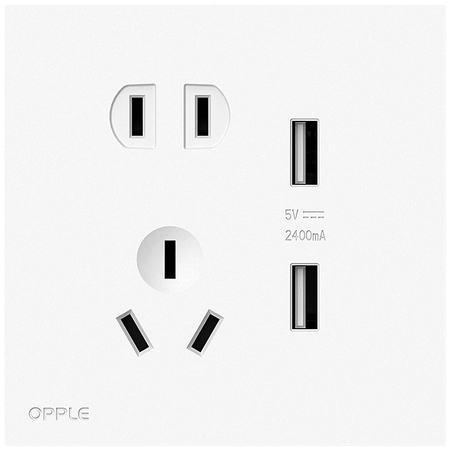 Встраиваемая розетка Opple с 2 USB (2.4A) White - GOODMi