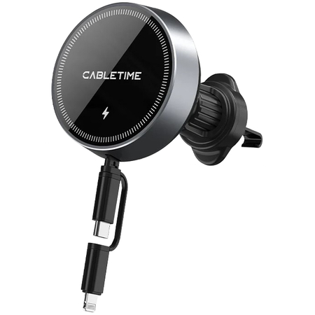 Автодержатель с беспроводной зарядкой CABLETIME CE13B Черный - GOODMi