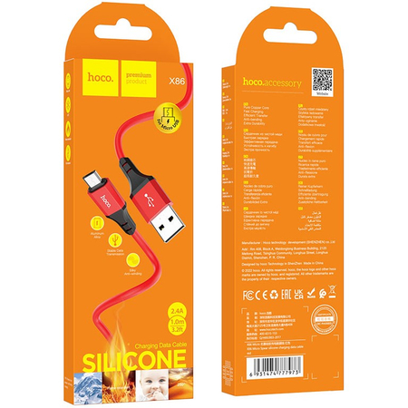 Кабель Hoco X86 USB A to Micro USB 1m Красный, изображение 3 - GOODMi
