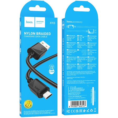 Кабель HOCO X113 USB A/Micro 1m Black, изображение 3 - GOODMi