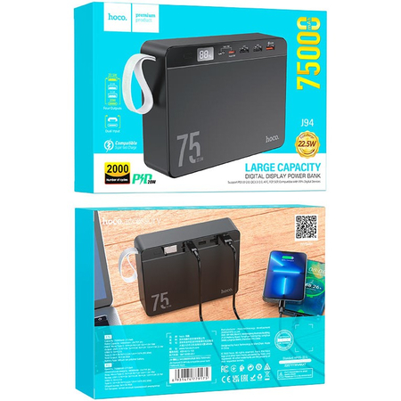 Внешний аккумулятор HOCO J94 75000mAh (22.5W) Black, изображение 5 - GOODMi
