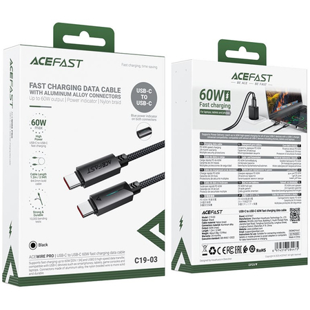Кабель ACEFAST C19-03 Type-C to Type-C 1.2m Вlack, изображение 5 - GOODMi