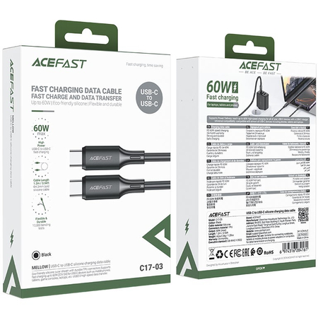 Кабель ACEFAST C17-03 Type-C to Type-C 1.2m Вlack, изображение 5 - GOODMi