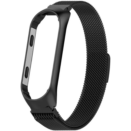Миланский сетчатый браслет для Xiaomi Mi band 5 черный (магнитный замок) - GOODMi