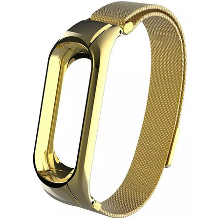 Миланский сетчатый браслет для Xiaomi Mi Band 3/4 Gold (магнитный замок) - GOODMi