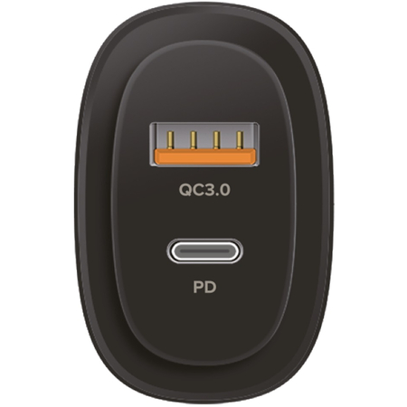 Сетевое зарядное устройство PERO TC11 USB-A QC3.0 + USB-C PD, 45W Black, изображение 4 - GOODMi