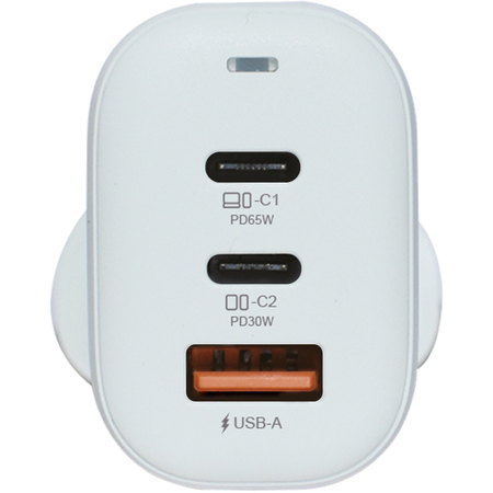 Сетевое зарядное устройство PERO TC06 GaN, 1xUSB-A QC + 2xPD, 65W, LED, изображение 2 - GOODMi