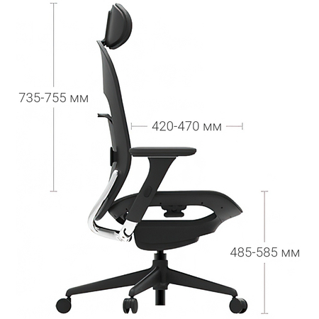 Кресло руководителя Mijia Ergonomics Chair (Черное), Цвет: Черный, изображение 3 - GOODMi