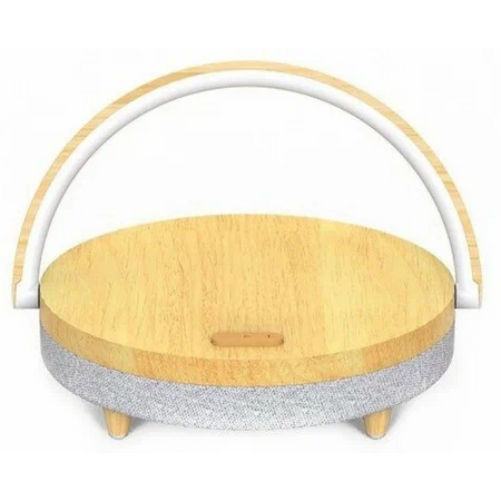 Настольная лампа с беспроводной зарядкой и колонкой Ezvalo Wireless Charging Music Lamp (LYYD01) Wood, Цвет: Коричневый, изображение 2 - GOODMi