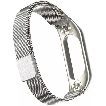 Миланский сетчатый браслет для Xiaomi Mi Band 3/4 Silver (магнитный замок), изображение 2 - GOODMi