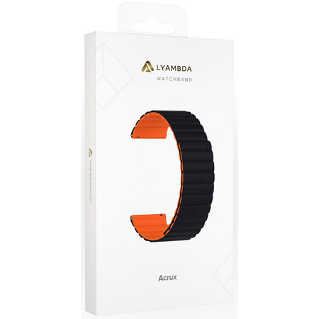 Ремешок силиконовый 22mm Lyambda Acrux Black/Orange (DSJ-32-22-BO), изображение 2 - GOODMi