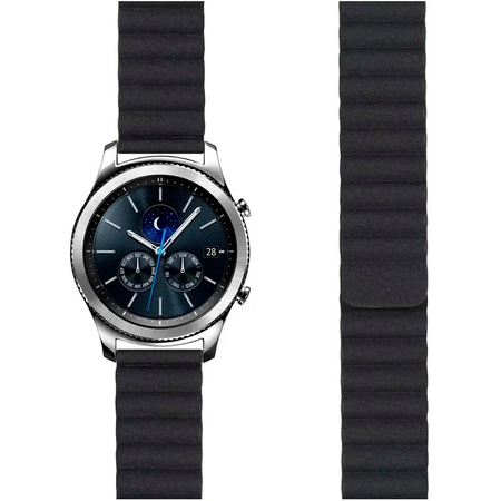 Ремешок кожаный 22mm Lyambda Pollux Black (DSP-15-22-BK), Основной цвет: Черный, изображение 2 - GOODMi