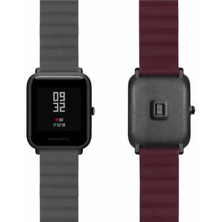 Ремешок силиконовый 20mm Lyambda Acrux Grey/Wine red (DSJ-32-20-GW), Основной цвет: Серый, изображение 2 - GOODMi