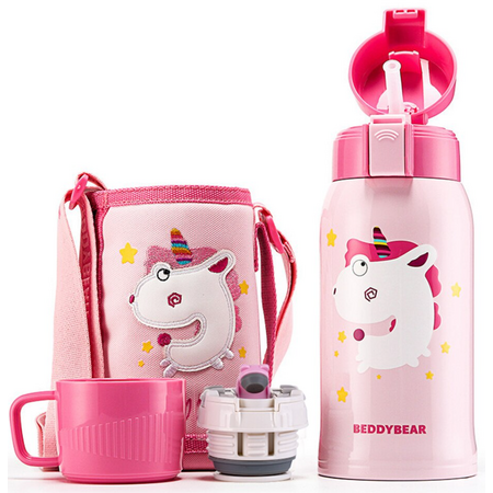 Детский термос Cup Bear 3D Retro Cute Pet 600ml Pink Unicorn, изображение 2 - GOODMi