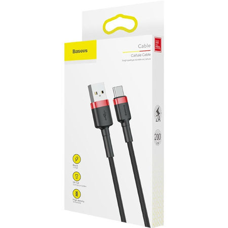 Кабель Baseus cafule Cable USB-A/Type-C 2A 2m red-black, Цвет: Красный, изображение 5 - GOODMi