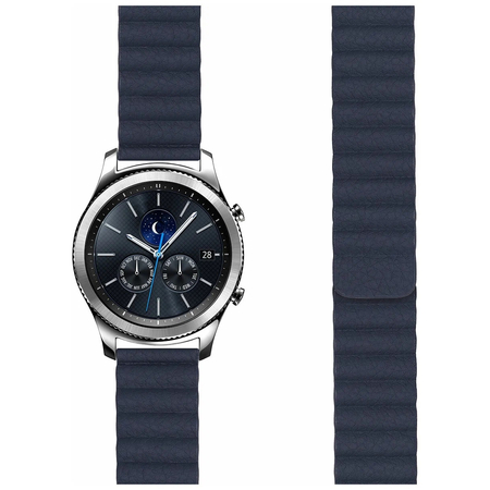 Ремешок кожаный 22mm Lyambda Pollux Dark Blue (DSP-15-22-DB), Основной цвет: Синий, изображение 2 - GOODMi