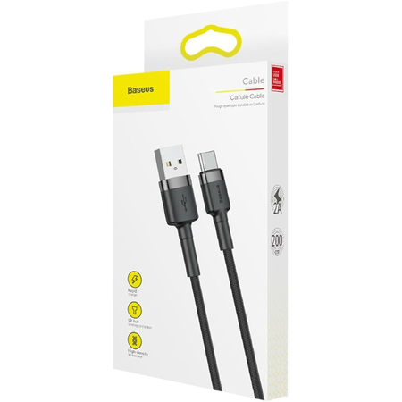 Кабель Baseus cafule Cable USB-A/Type-C 2A 2m grey-black, Цвет: Серый, изображение 6 - GOODMi