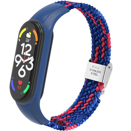 Текстильный ремешок для Xiaomi для Mi Band 7 замок металл (blue red), Основной цвет: Синий, изображение 3 - GOODMi