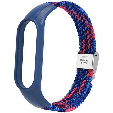 Текстильный ремешок для Xiaomi для Mi Band 7 замок металл (blue red), Основной цвет: Синий, изображение 2 - GOODMi