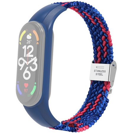 Текстильный ремешок для Xiaomi для Mi Band 7 замок металл (blue red), Основной цвет: Синий - GOODMi