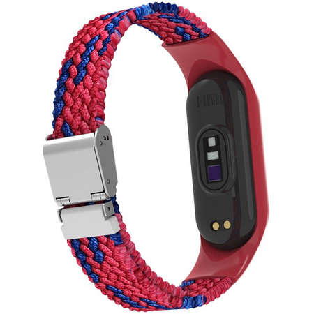 Текстильный ремешок для Xiaomi для Mi Band 7 замок металл (red blue), Основной цвет: Красный, изображение 3 - GOODMi