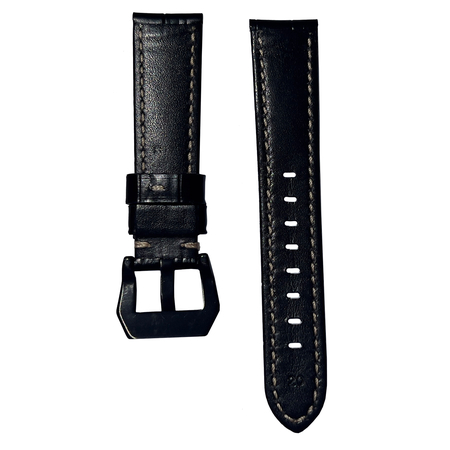 Ремешок кожаный Genuine Leather 22mm Черный рептилия, изображение 2 - GOODMi