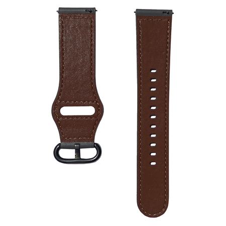 Ремешок кожаный 20mm строчка Серый овальная застежка, изображение 2 - GOODMi