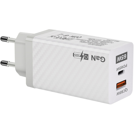Зарядное устройство GaN 65W USB + Type-C EU White, Цвет: Белый, изображение 2 - GOODMi