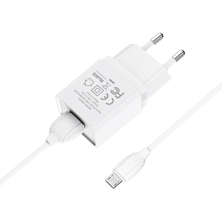 Сетевое зарядное устройство Borofone BA19A (1A) + кабель MicroUsb White, изображение 3 - GOODMi