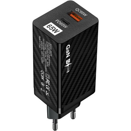 Зарядное устройство GaN 65W USB + Type-C EU Black, Цвет: Черный, изображение 2 - GOODMi