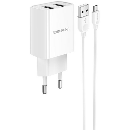 Сетевое зарядное устройство Borofone BA53A 2USB (2.1A) + кабель Micro Белый - GOODMi