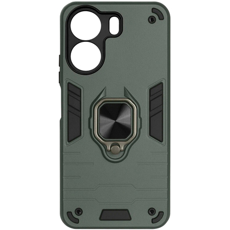 Чехол-накладка противоударный с металлической пластиной для магнитного держателя и кольцом для Redmi 13C/Poco C65 Dark Green, Основной цвет: Зеленый - GOODMi
