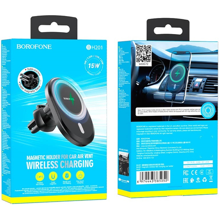 Автодержатель с БЗУ Borofone BH201 15W (Черный), изображение 7 - GOODMi