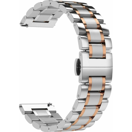 Ремешок стальной 22mm Lyambda Cetus Silver/Rose Gold (DSG-11-22-SR) - GOODMi