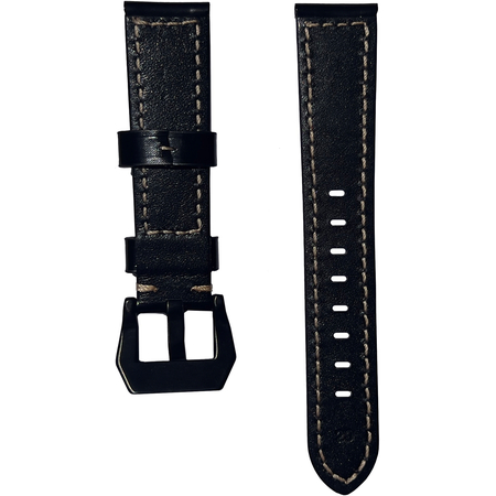 Ремешок кожаный Genuine Leather 20mm Черный глянец, изображение 2 - GOODMi