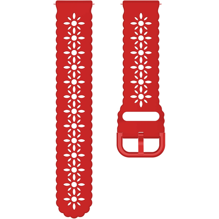 Ремешок силиконовый 20mm красный перфорированный цветок, Основной цвет: Красный, изображение 2 - GOODMi