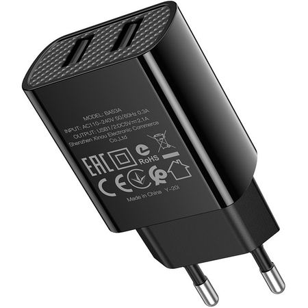 Сетевой адаптер Borofone BA53A 2.1A 2USB Черный, изображение 2 - GOODMi