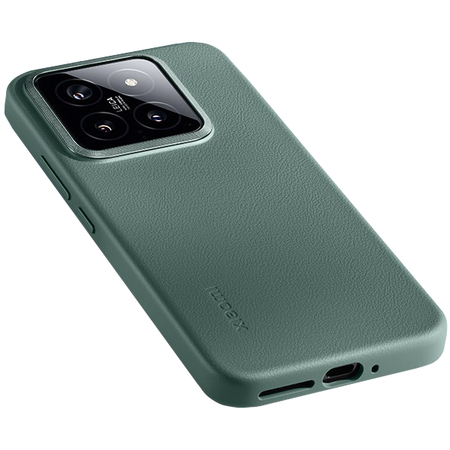 Чехол-накладка силиконовая с фактурой под кожу для Xiaomi 14 зеленый, изображение 2 - GOODMi
