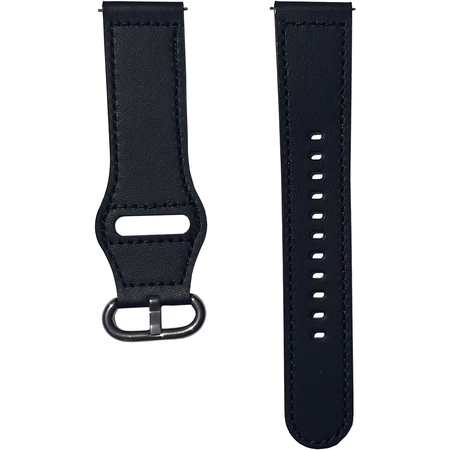 Ремешок кожаный 20mm строчка Черный овальная застежка - GOODMi