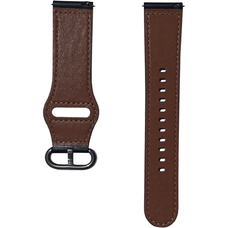 Ремешок кожаный 20mm строчка Черный овальная застежка, изображение 2 - GOODMi