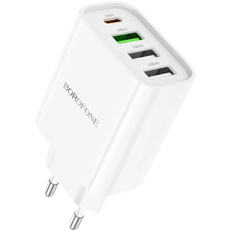 Сетевое зарядное устройство Borofone BA79A (PD20W+3USB 3.0A/QC3.0/18W) + кабель Type-C to Type-C Белый - GOODMi