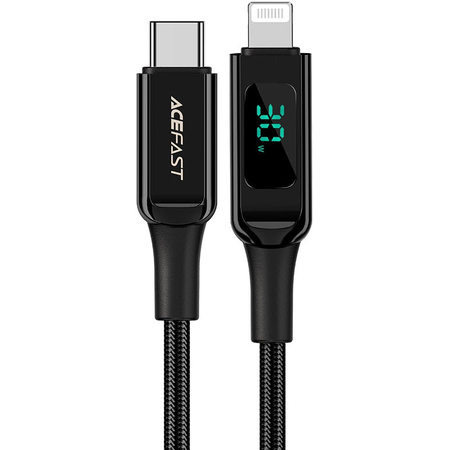 Кабель Acefast C6-01 Digital Display 30W USB-C/Lightning 1.2m Black - GOODMi