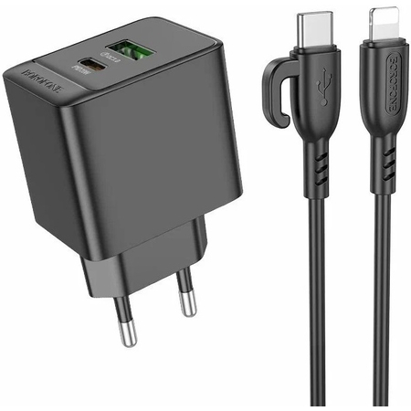 Сетевое зарядное устройство Borofone BAS14A + кабель Type-C to Lightning, изображение 3 - GOODMi