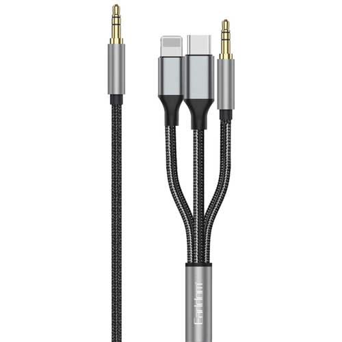 Переходник Earldom AUX72 с Lightning+Type-C+Jack3.5(папа) на Jack 3.5mm(папа) 1.2м - GOODMi