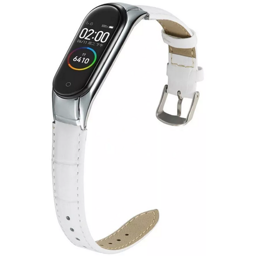 Кожаный ремешок для Mi band 5/6 белый - GOODMi