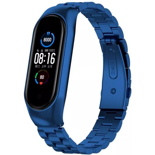 Стальной браслет Xiaomi Mi band 5 синий - GOODMi