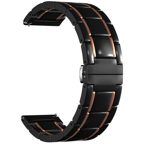 Ремешок керамическй 20mm Lyambda Libertas Black/Gold (DSG-09-20-BG), Основной цвет: Золотистый - GOODMi